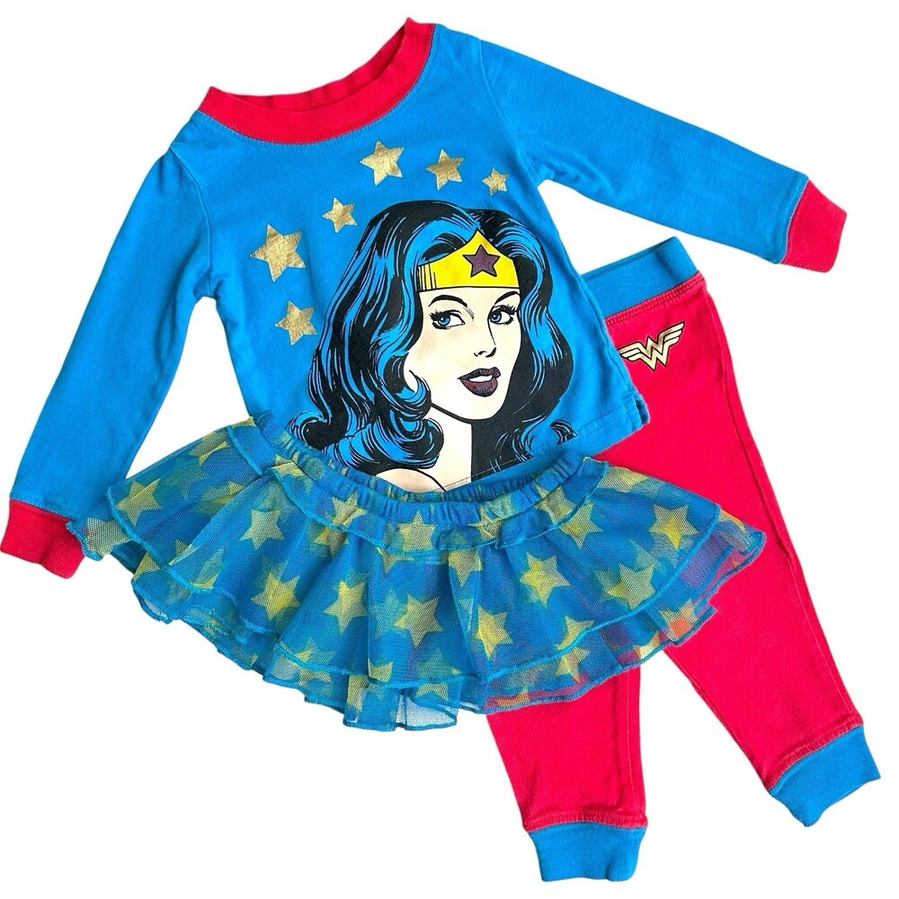 Wonder Woman Baby Girl Outfit 12M DC Comics Tutu Top & Pants Set